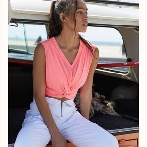 Free People Pink Twist Front Crop Top